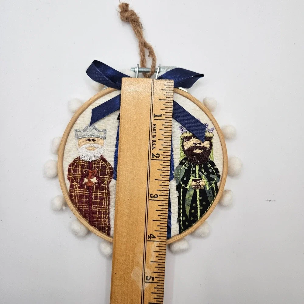 Handmade Embroidery Hoop Three Wise Men‎ Ornament Nativity Christmas Wall Decor